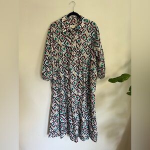Anthropologie Maeve size Large Long Sleeve Tiered Maxi Dress - Multicolor